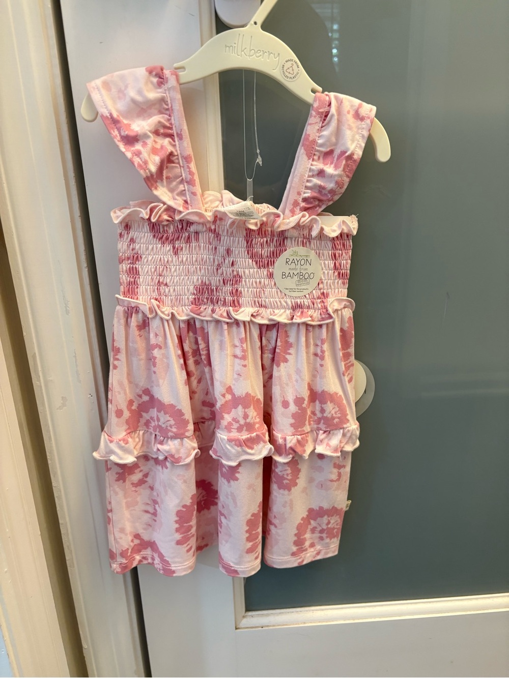 Pink Tie-Dye Smocked Tiered Sundress